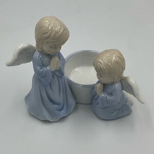 Vintage Porcelain Praying Angels Tealight or Votive Candle Holder